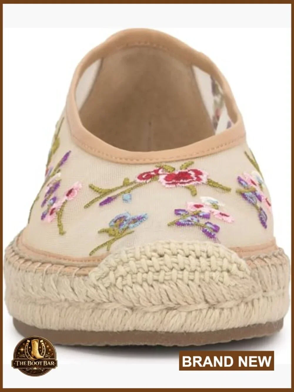 Embellished Mesh Espadrille Flats with Round Toe